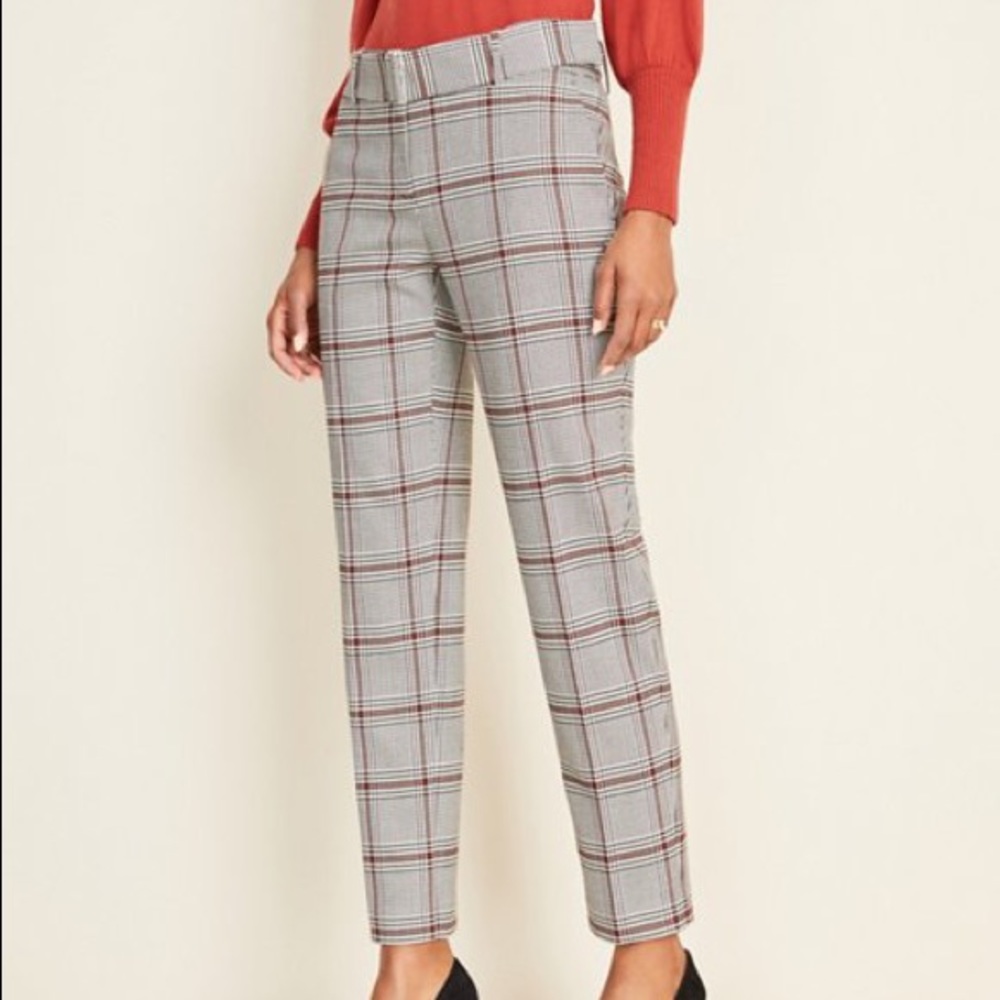 NWT Ann Taylor Plaid Belted Ankle Pant